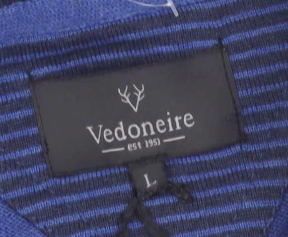 Vedoneire Mens Blue Cotton Half Zip Jumper L High Neck Classic