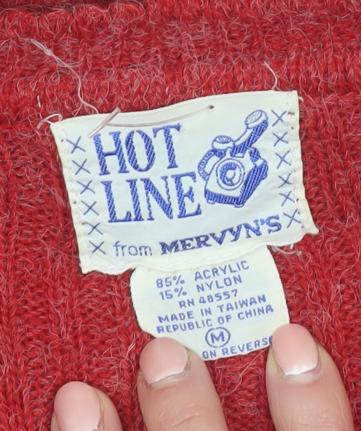 Hot Line by Mervyn's Womens Red Knit Sweater Dress Medium V-Neck