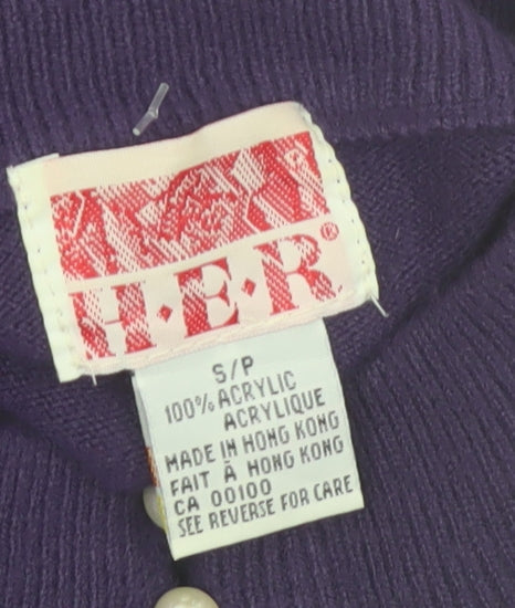 H.E.R Womens Purple Mock Neck Cable Knit Acrylic Jumper Size S