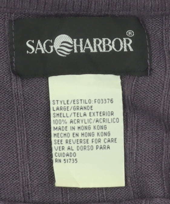 Sag Harbor Women’s Purple Short Sleeve Cable Knit Jumper Size L
