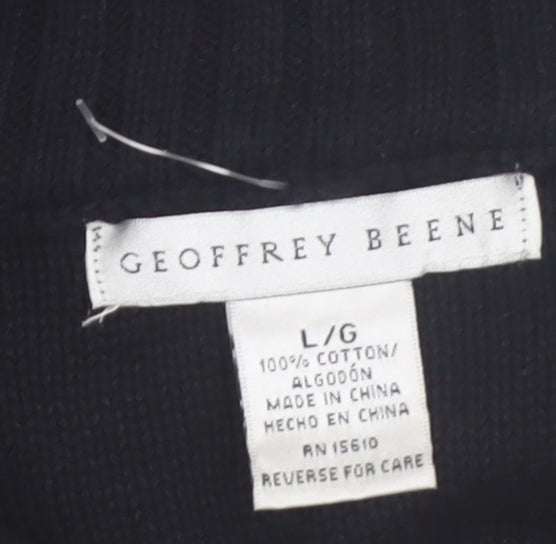 Geoffrey Beene Men's Black Cotton 1/2 Zip High Neck Jumper L