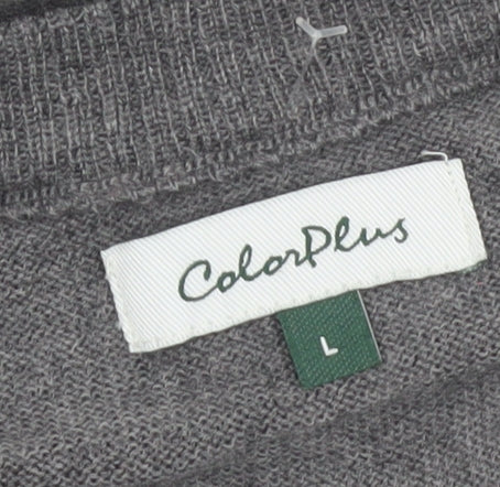 ColorPlus Men Grey Wool Blend V-Neck Sleeveless Vest L