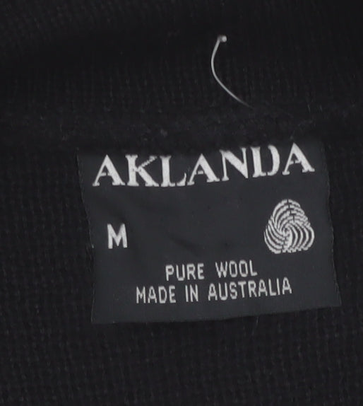 Aklanda Men's Black Wool Button Cardigan M Classic Fit