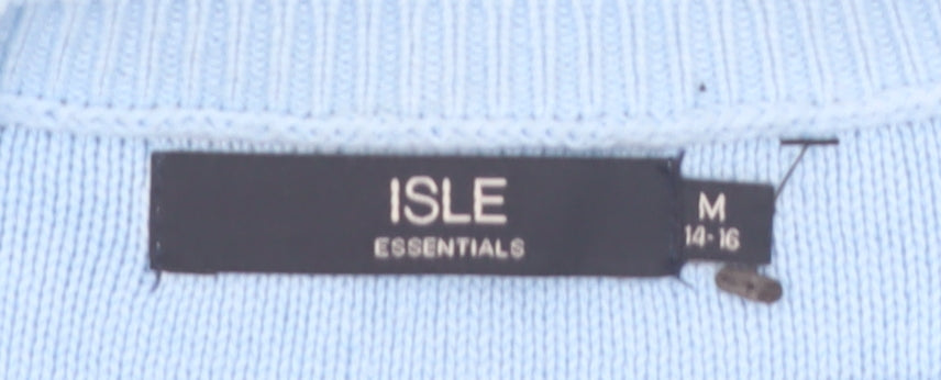 Isle Essentials Women's Blue Cotton Short Sleeve Jumper Size 14-16