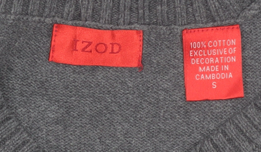 IZOD Men's Grey Cotton V-Neck Sleeveless Vest Jumper S Classic Fit