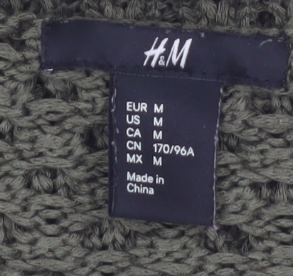 H&M Women’s Green Open-Knit Long Sleeve Pullover Jumper Size 12