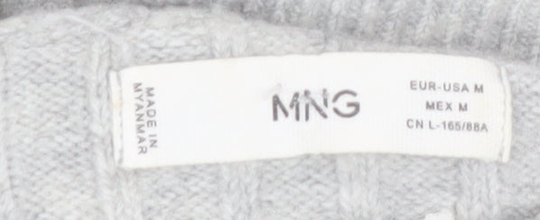 Mango Women’s Grey Roll Neck Wool Blend 3/4 Sleeve Jumper Size 12