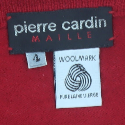 Pierre Cardin Men's Red Wool V-Neck Pullover Jumper L