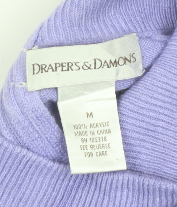 Draper's & Damon's Women's Purple Mock Neck Acrylic Jumper Size M