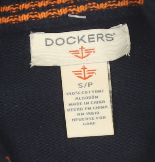 Dockers Men’s Blue Cotton 1/2 Zip High Neck Jumper Size S
