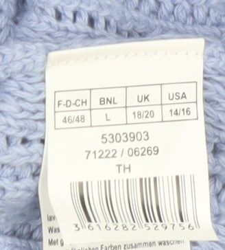 Damart Women Blue Cotton Short Sleeve Knit Pullover Jumper L