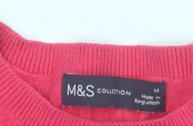 Marks & Spencer Women's Pink Knit 3/4 Sleeve Pullover Jumper M
