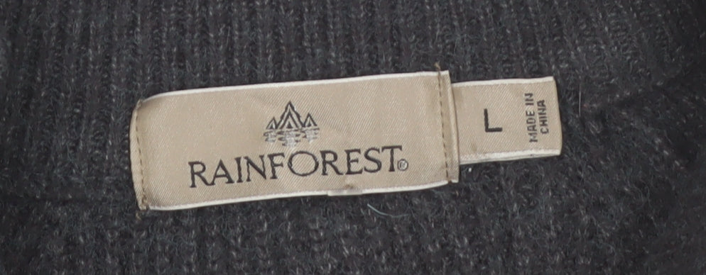 Rainforest Men's Grey 1/4 Zip High Neck Knit Jumper Size L