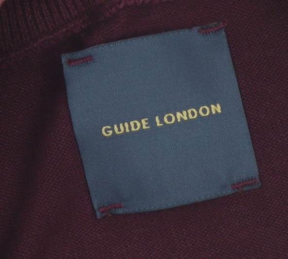 Guide London Men's Red Cotton Half Zip High Neck Jumper Size M