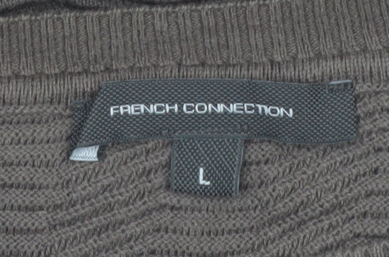French Connection Women Brown Cotton Knit Jumper Size L Crew Neck
