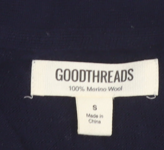 Goodthreads Women's Blue Merino Wool Cardigan Small V-Neck Knit