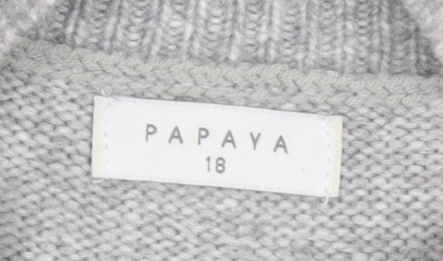 Papaya Women’s Grey Cable-Knit Sleeveless Mock Neck Jumper Vest Size 18