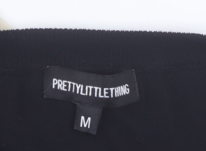 PrettyLittleThing Womens Black Midi Bodycon Dress M Colourblock Knit