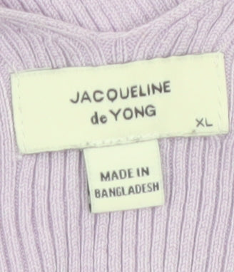 Jacqueline de Yong Women’s Purple V-Neck Sleeveless Knit Tank Top XL
