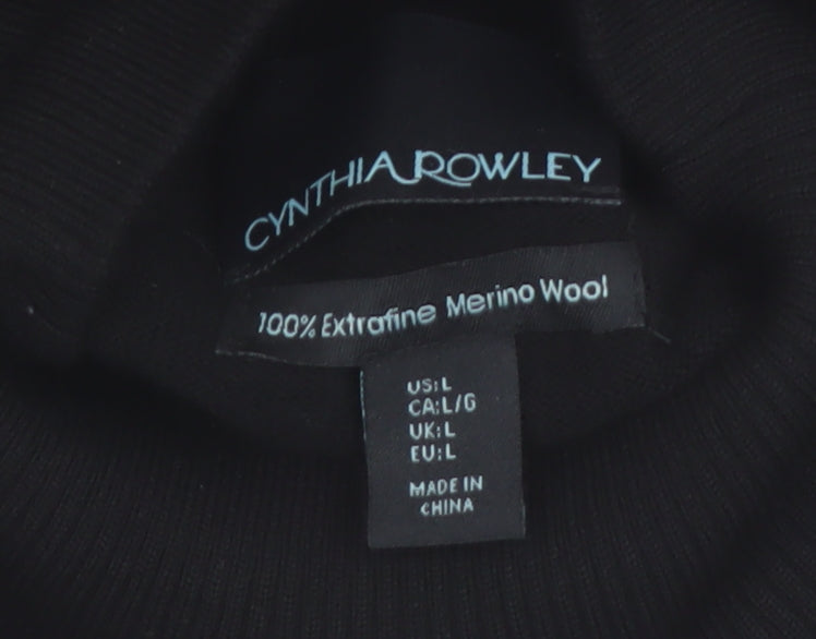 Cynthia Rowley Women’s Black Wool Knit Jumper Dress L