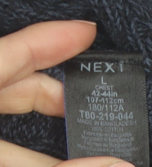 Next Men's Blue Cable Knit Cotton Jumper L Crew Neck Pullover