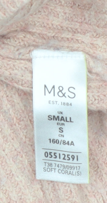 Marks & Spencer Womens Pink Alpaca Blend Crew Neck Jumper Size Small