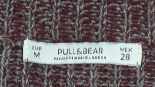Pull&Bear Women Brown Acrylic Knit Crew Neck Jumper Size 10