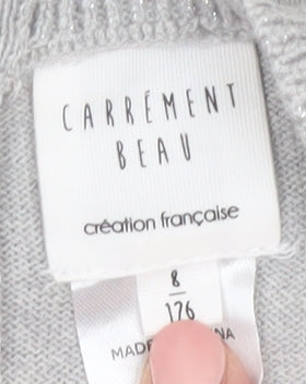 Carrément Beau Girls Grey Long Sleeve Knitted Jumper Dress Size 8 Years