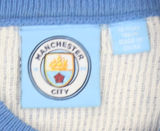 Manchester City Boys Blue Long Sleeve Pullover Jumper Size 10-11 Years