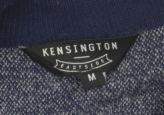 Kensington Eastside Men's Blue Half Zip High Neck Knit Jumper Size M
