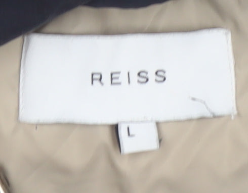 Reiss Men's Blue Wool Blend Hooded Bomber Jacket L