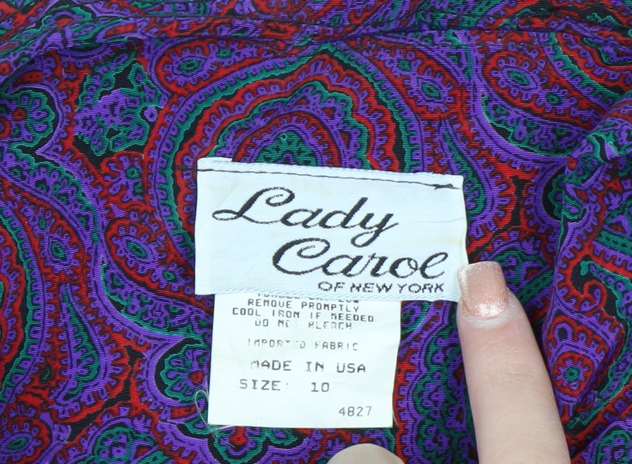 Lady Carol Women's Multicoloured Paisley Long Sleeve Blouse Size 10