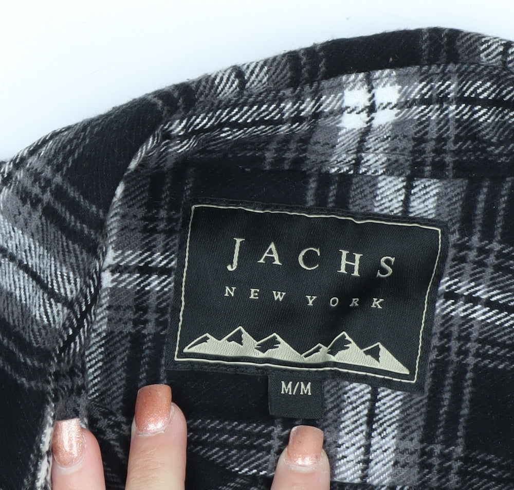 JACHS New York Mens Black Check Flannel Long Sleeve Shirt M