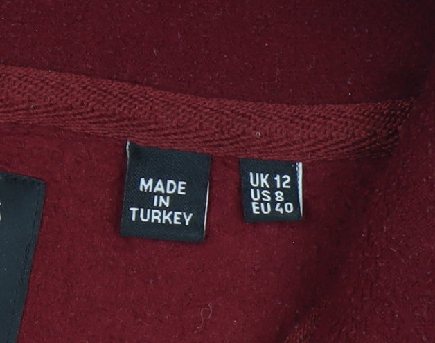 Superdry Womens Burgundy 1/4 Zip Fleece Sweatshirt UK 12