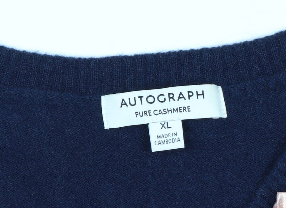 Marks and Spencer Men’s Blue Cashmere V-Neck Jumper XL