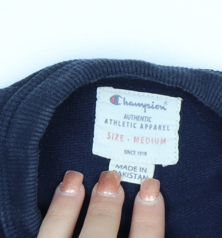 Champion Men's Blue Pullover Sweatshirt Medium Embroidered Logo