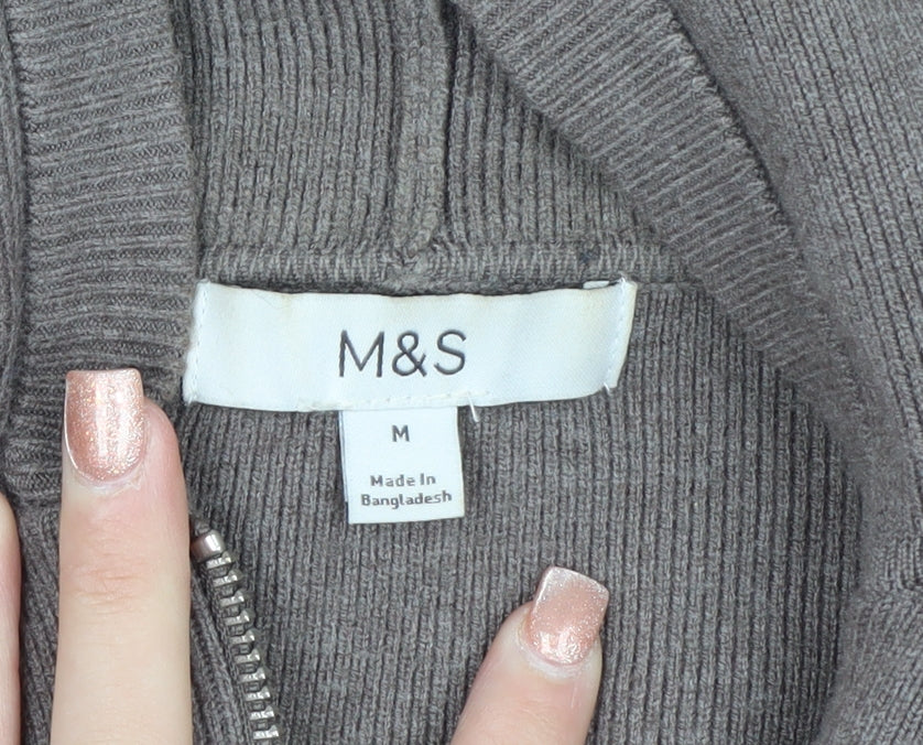 Marks and Spencer Women’s Brown Full Zip Hooded Cardigan M