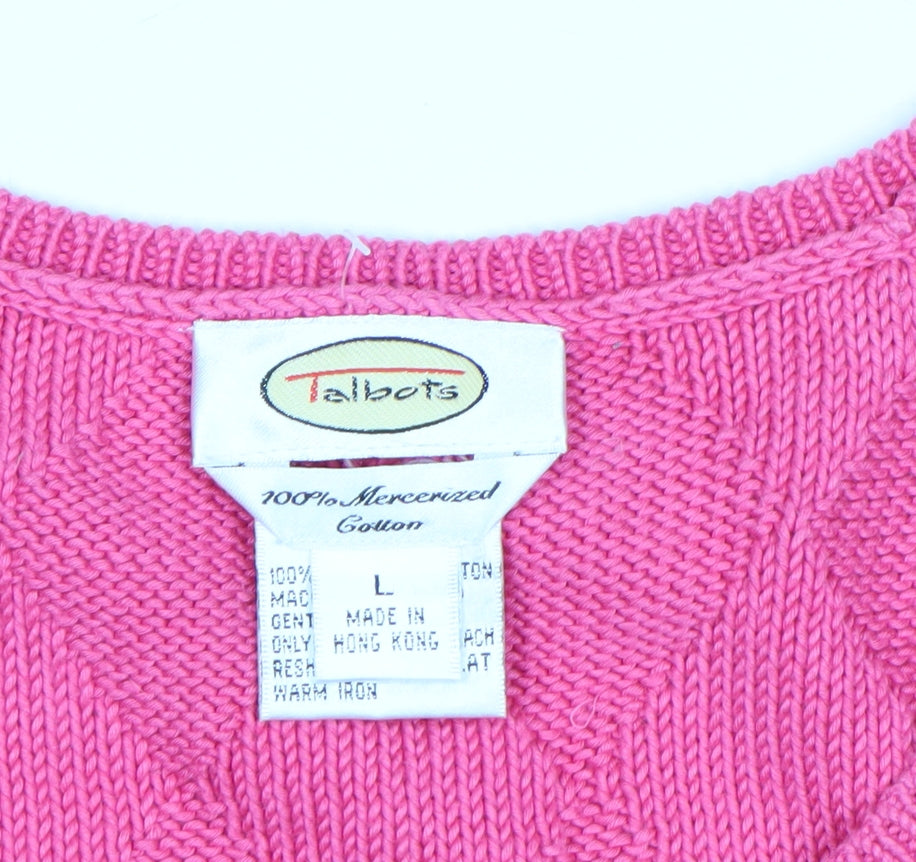 Talbots Women's Pink Knit Cotton Sleeveless Vest Jumper Size L