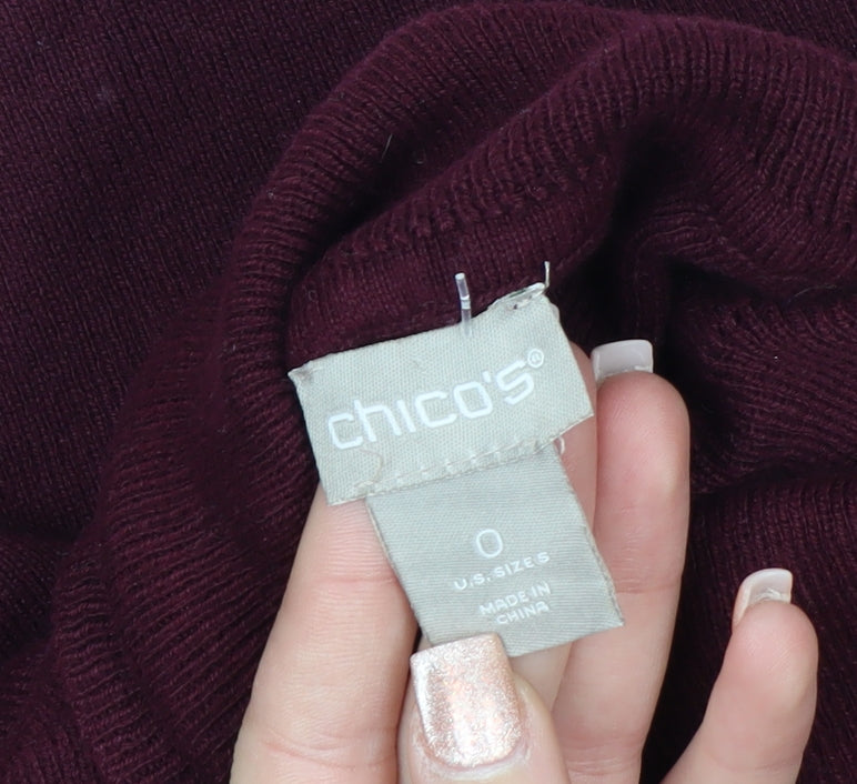 Chico's Women's Red Roll Neck Long Sleeve Pullover Jumper Size S