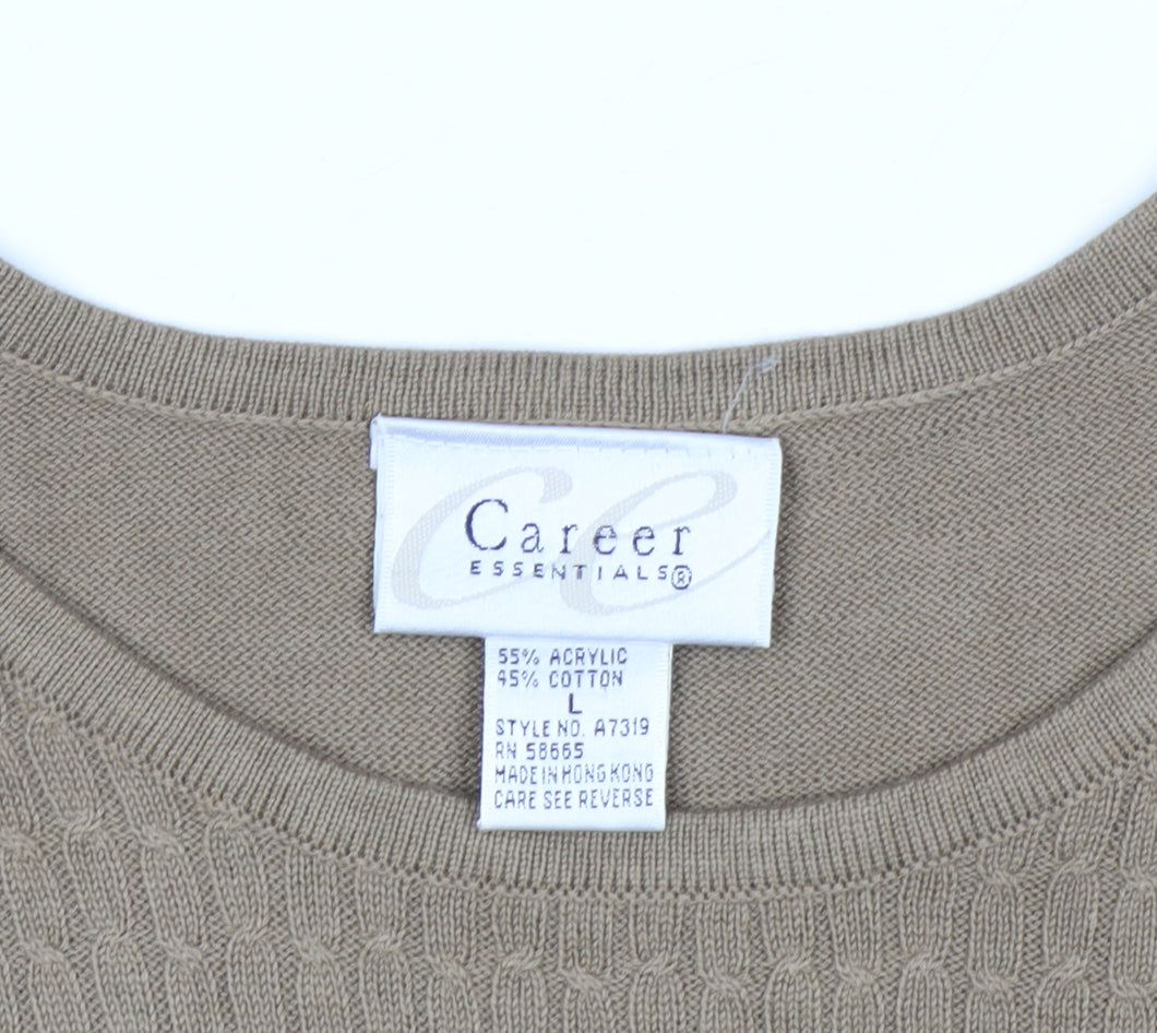Career Essentials Women Beige Short Sleeve Pullover Jumper Size L