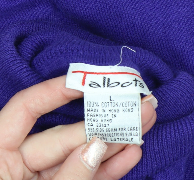 Talbots Women's Purple Roll Neck Cotton Jumper Size L