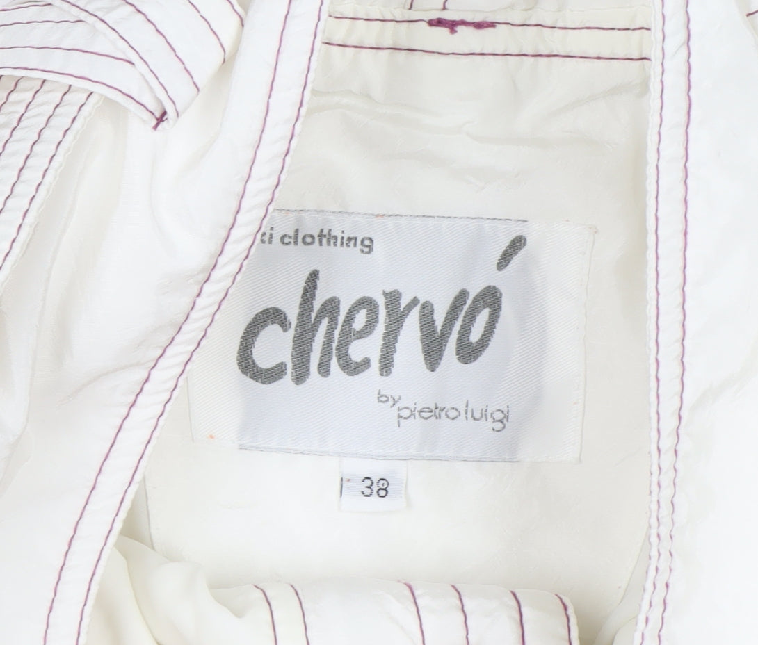 Chervò Womens White 80s Ski Snow Pants Size 10 Retro Geometric