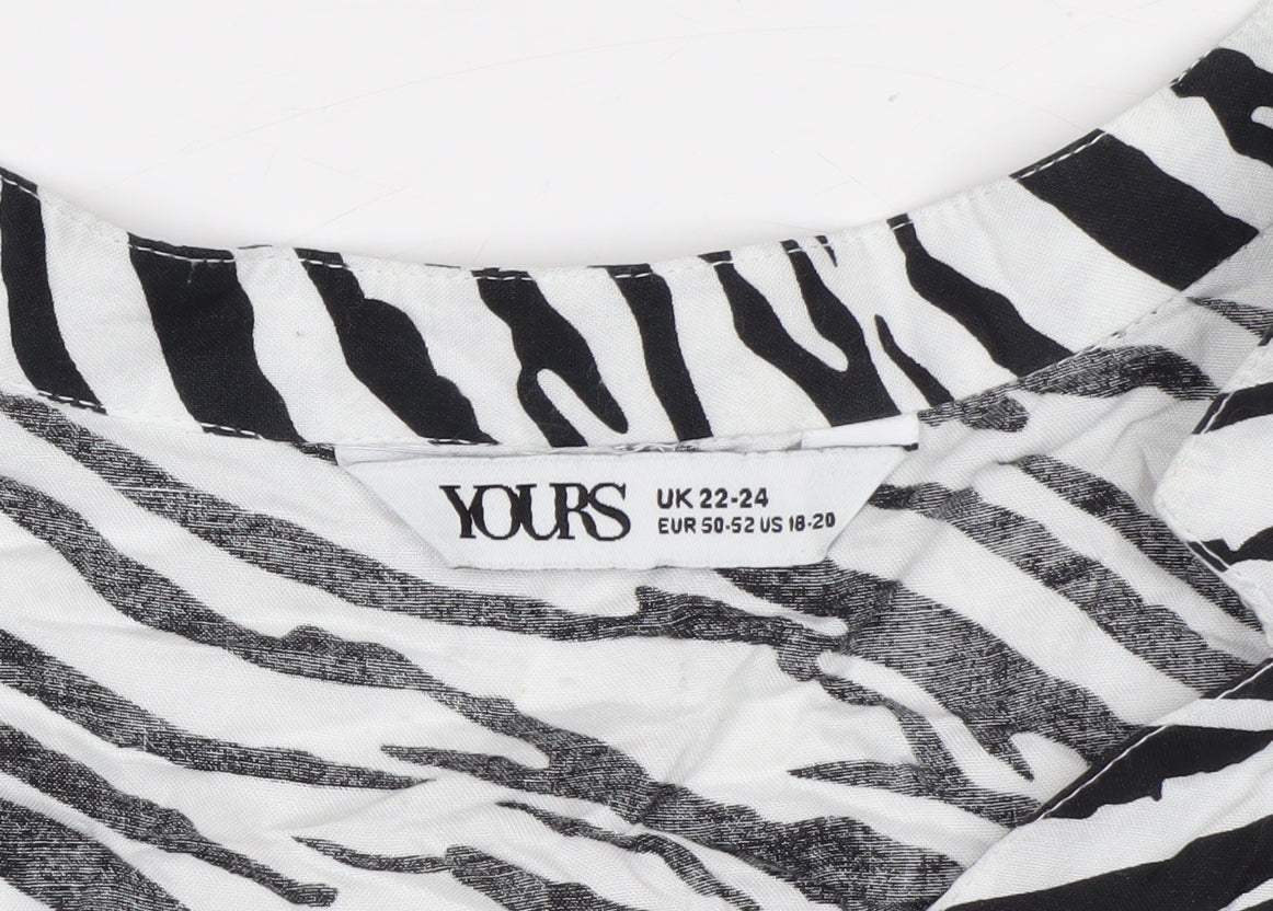 Yours Womens Black White Zebra Print Viscose T-Shirt Size 22