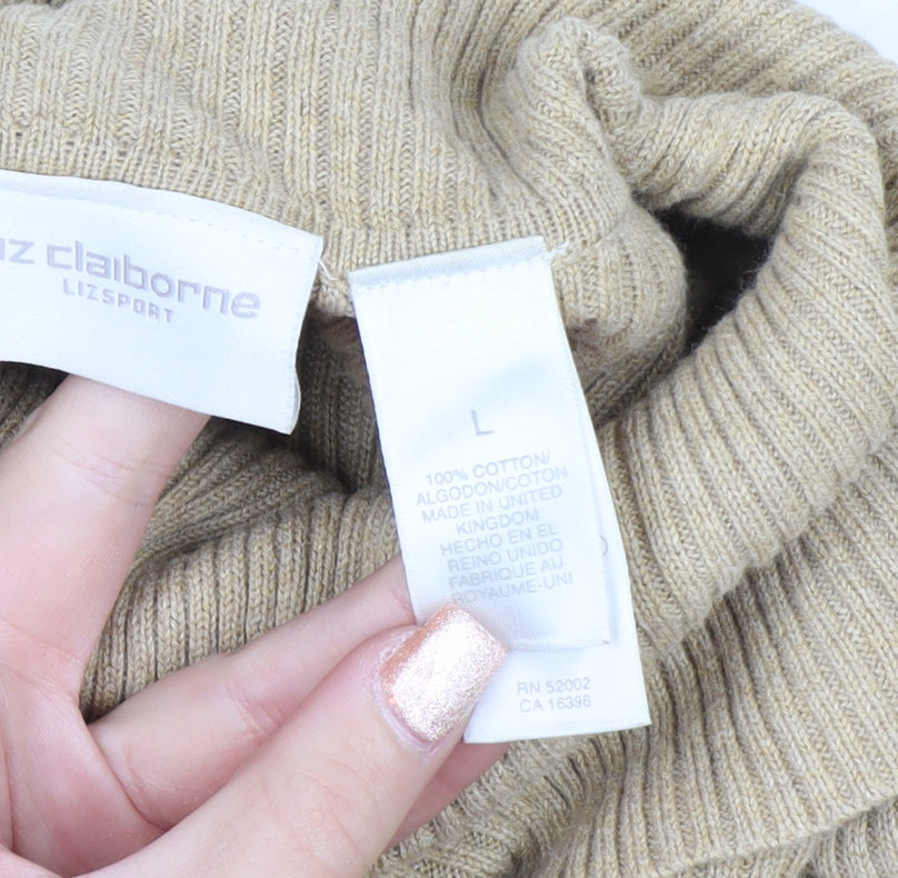 Liz Claiborne Womens Beige Roll Neck Cotton Knit Jumper L