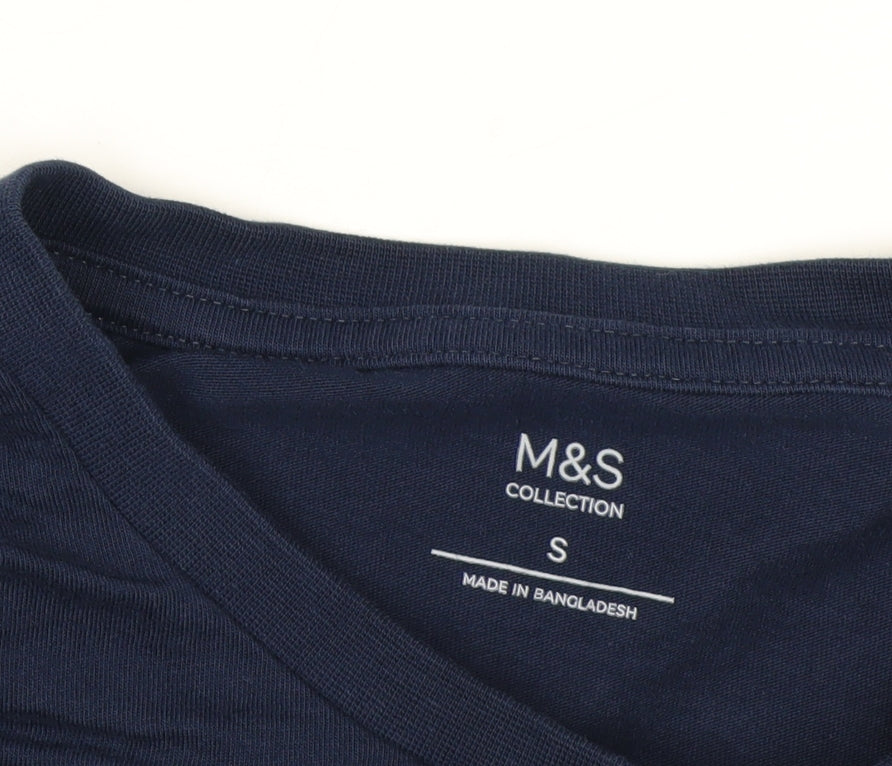 Marks & Spencer Men's Navy Graphic Cycling Print T-Shirt Small