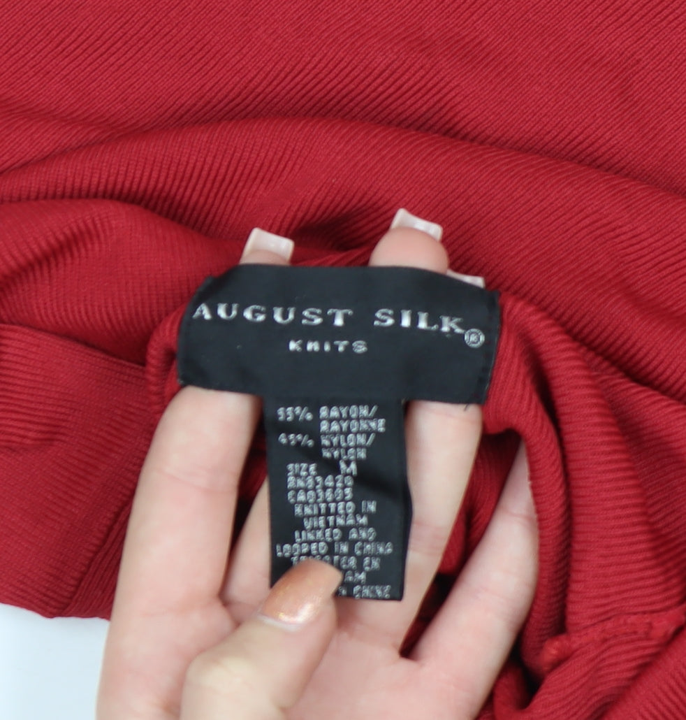August Silk Womens Red Roll Neck Knit Jumper Size M