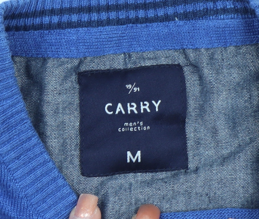Carry Men's Blue Cotton Crew Neck Pullover Jumper M