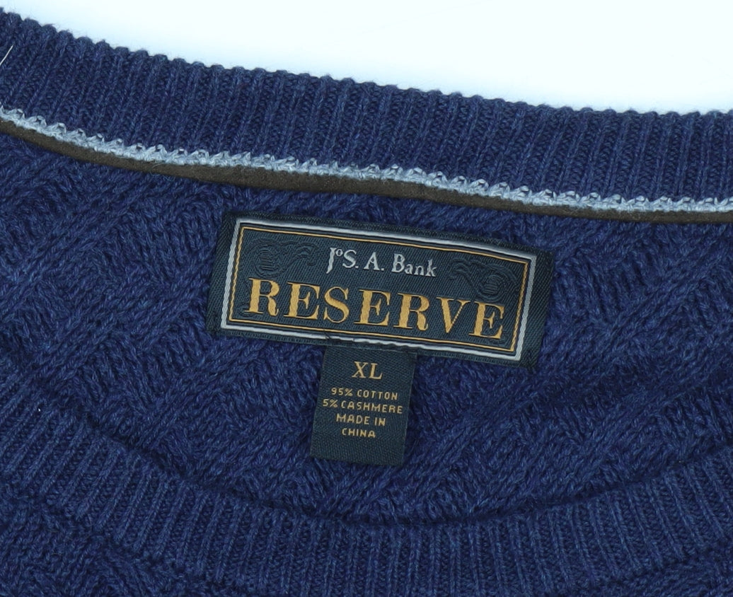 J.S. A. Bank Reserve Men’s Blue XL Cotton Cashmere Crew Neck Jumper