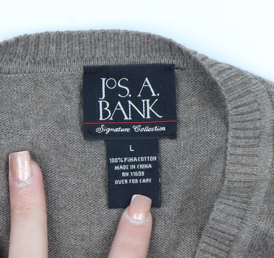 Jos. A. Bank Men's Beige Pima Cotton Sleeveless V-Neck Vest L