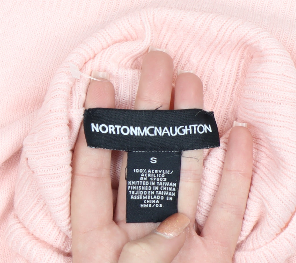 Norton McNaughton Women's Pink Roll Neck Beaded Winter Jumper S